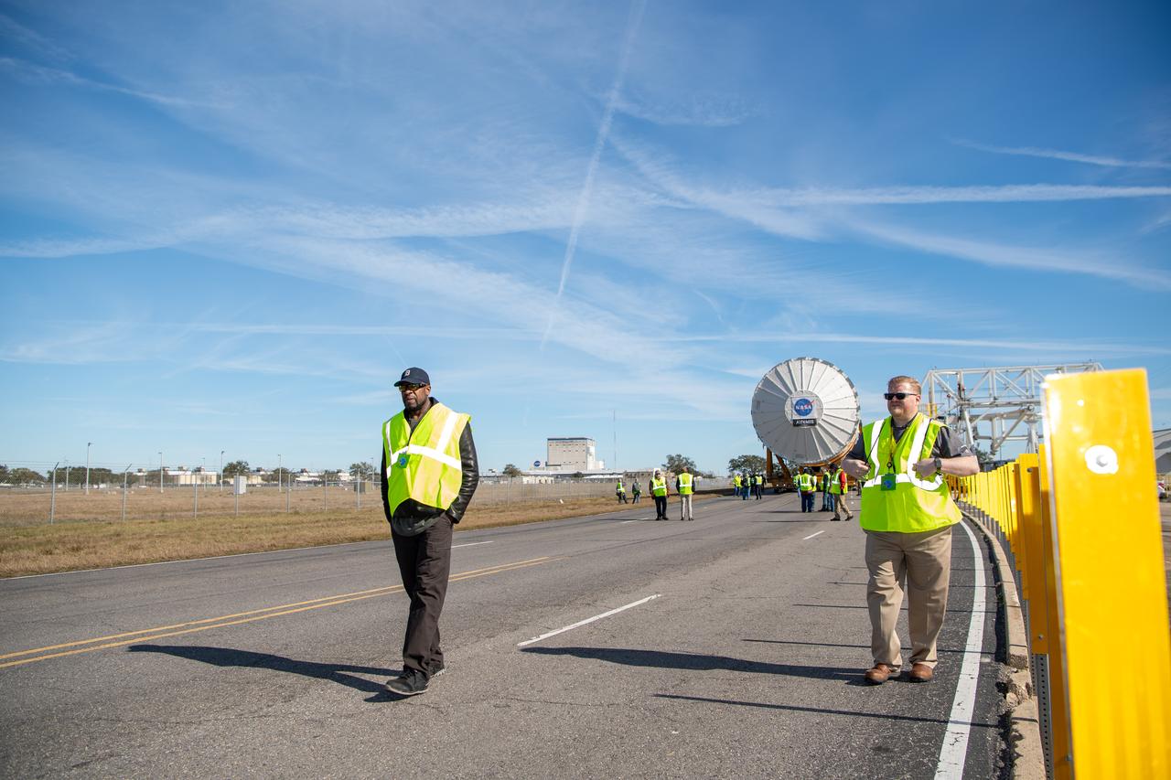 These images show how teams rolled out, or moved, the completed core stage for NASA’s Space Launch System rocket from NASA’s Michoud Assembly Facility in New Orleans. Crews moved the flight hardware for the first Artemis mission to NASA’s Pegasus barge on Jan. 8 in preparation for the core stage Green Run test series at NASA’s Stennis Space Center near Bay St. Louis, Mississippi. Pegasus, which was modified to ferry SLS rocket hardware, will transport the core stage from Michoud to Stennis for the comprehensive core stage Green Run test series. Once at Stennis, the Artemis rocket stage will be loaded into the B-2 Test Stand for the core stage Green Run test series. The comprehensive test campaign will progressively bring the entire core stage, including its avionics and engines, to life for the first time to verify the stage is fit for flight ahead of the launch of Artemis I.  Assembly and integration of the core stage and its four RS-25 engines has been a collaborative, multistep process for NASA and its partners Boeing, the core stage lead contractor, and Aerojet Rocketdyne, the RS-25 engines lead contractor. Together with four RS-25 engines, the rocket’s massive 212-foot-tall core stage — the largest stage NASA has ever built — and its twin solid rocket boosters will produce 8.8 million pounds of thrust to send NASA’s Orion spacecraft, astronauts and supplies beyond Earth’s orbit to the Moon and, ultimately, Mars. Offering more payload mass, volume capability and energy to speed missions through space, the SLS rocket, along with NASA’s Gateway in lunar orbit and Orion, is part of NASA’s backbone for deep space exploration and the Artemis lunar program.